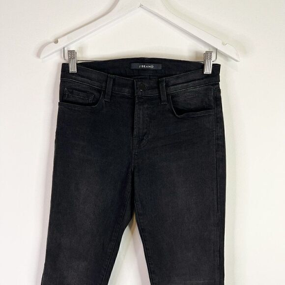 J Brand Mid Rise Rail Black Skinny Jeans in Graphite - Picture 4 of 8